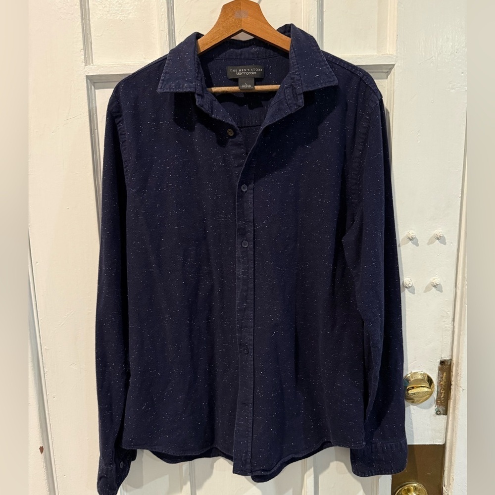 Bloomingdale's Navy Speckled Casual Shirt
